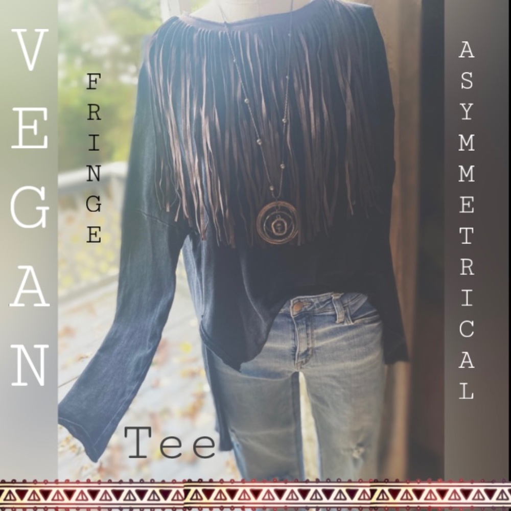 Asymmetrical Vegan Fringe Tee